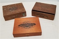 (3) Vintage Wood Cigar Boxes