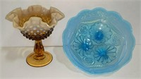 Blue & Amber Colored Dishes
