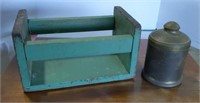 Green Crate & Covered Brass Container