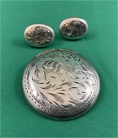 Birks Sterling Silver Brooch and Earrings