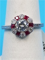Platinum Diamond & Ruby ring, The ring is mounted