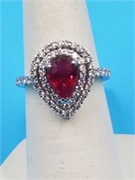 Platinum ladies ruby & diamond ring, the featured