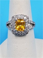 Platinum yellow sapphire & diamond ring, the ring