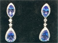Platinum Tanzanite & Diamond Earrings, the earring