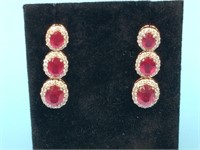 14K Gold Ruby & Diamond Earrings, The earrings are