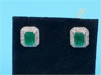 Platinum Emerald & Diamond earrings, the earrings