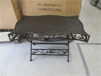 METAL AND RATAN FOLDING TABLE WITH ROSE PATTERN