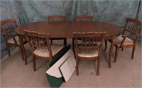 DREXEL BASQUE 2 LEAF DINING TABLE W/6 CHAIRS & PAD