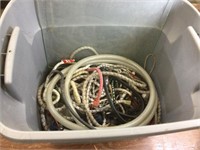 Tub of bungee cords and misc