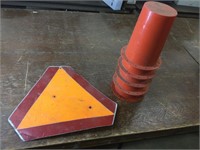Orange cones and reflective triangle