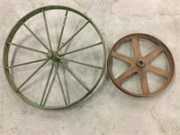 2 metal wheels  24” and 16”