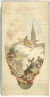 German 19th Century Watercolor - Religious Scene.