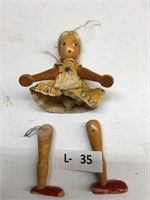 Vintage Wooden Toy Doll
