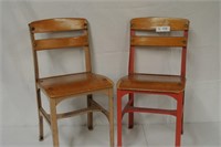 Lot of 2 Vintage School Chairs Metal & Wood