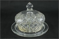 Cut Glass Cheese Plate with Cover