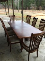 Cherry Dining Table w/ 2 leaves & 8 Chairs
