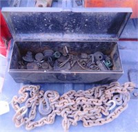 tractor toolbox and chain that has been spliced