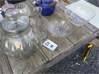 Lg Glass Canister ~ Bowls & Vase (4) PCS