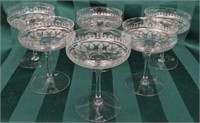 6PC VINTAGE ETCHED CHAMPAGNE GLASSES