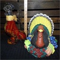 Decorative Rooster Pepper Bottle & Turkey Figure