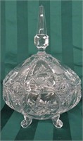 BEAUTIFUL VINTAGE CRYSTAL FOOTED CANDY DISH
