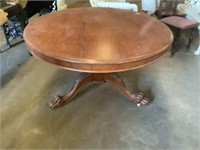 VICTORIAN PEDESTAL DINING TABLE & 4 EDWARDIAN