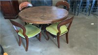 VICTORIAN BURR WALNUT SUPPER TABLE AND 4 VICTORIAN