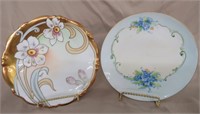 2 HAND PAINTED FLORAL PLATES*GERMANY *FRANCE