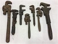Lot of Seven Early Pipe Wrenches
