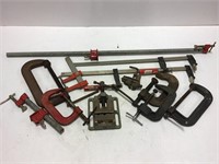 Large Lot of Woodworking Bar & C Clamps