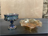 2 Pieces Of Gorgeous Carnival Glass