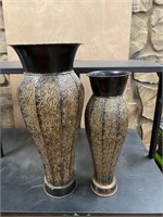 2 Decorative Matching Metal Vases