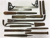 Lot of Early Hand Tools Files Chisel Pry Bars