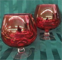 PAIR OF LARGE CRANBERRY SNIFTERS