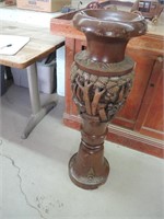 TALL WOODEN VASE W/CHIPS ON BOTTOM