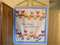 QUILTED "MOMS FLOWERS" UNIQUE WAY TO DISPLAY