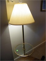 BRASS & GLASS FLOOR LAMP & TABLE LAMP