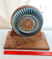 Wood and metal turbine table top clock