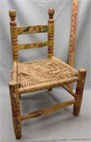 Wood and wicker doll chair