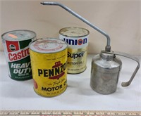 Vintage oil and oil can