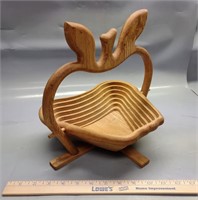 Collapsible apple shaped wooden basket/bowl