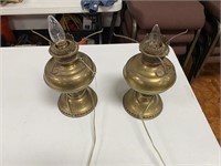 Pair Of Working Rayo Brass Lamps