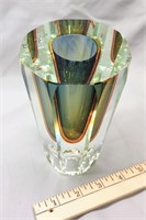 Heavy glass vase and candle holder