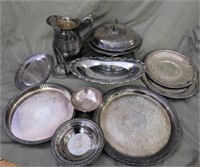 LARGE LOT SILVERPLATE PLATTERS*SERVERS*MORE