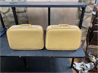 Pair Of Vintage Yellow Suitcases