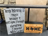 Wooden Signs-"HOME" & "Keep Listening To Music"