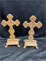 Pair of cast-iron crosses. 8 1/2 inches tall