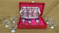 9 Pc SILVERPLATE SMALL GOBLET SET W/TRAY
