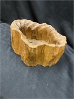 Wood, hand carved freeform planter. 9 1/2” x 7”