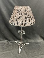 Metal tea candle stand with shade. 19 inches tall